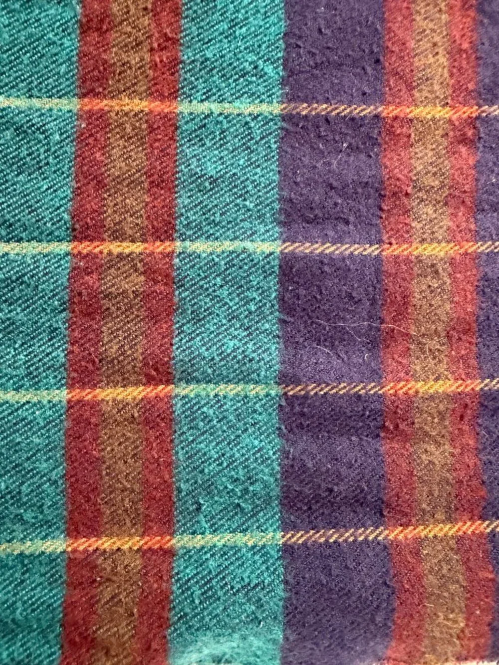 Christian Dior Monsieur Scarf Plaid Navy Teal Burgundy Acrylic 52x11 Fringe Trim